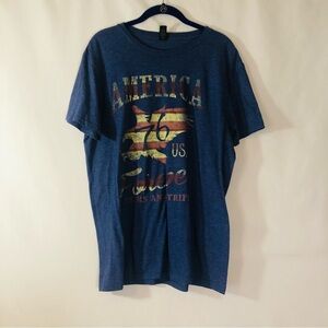 Short sleeve T Shirt Blue Graphic Print Size L